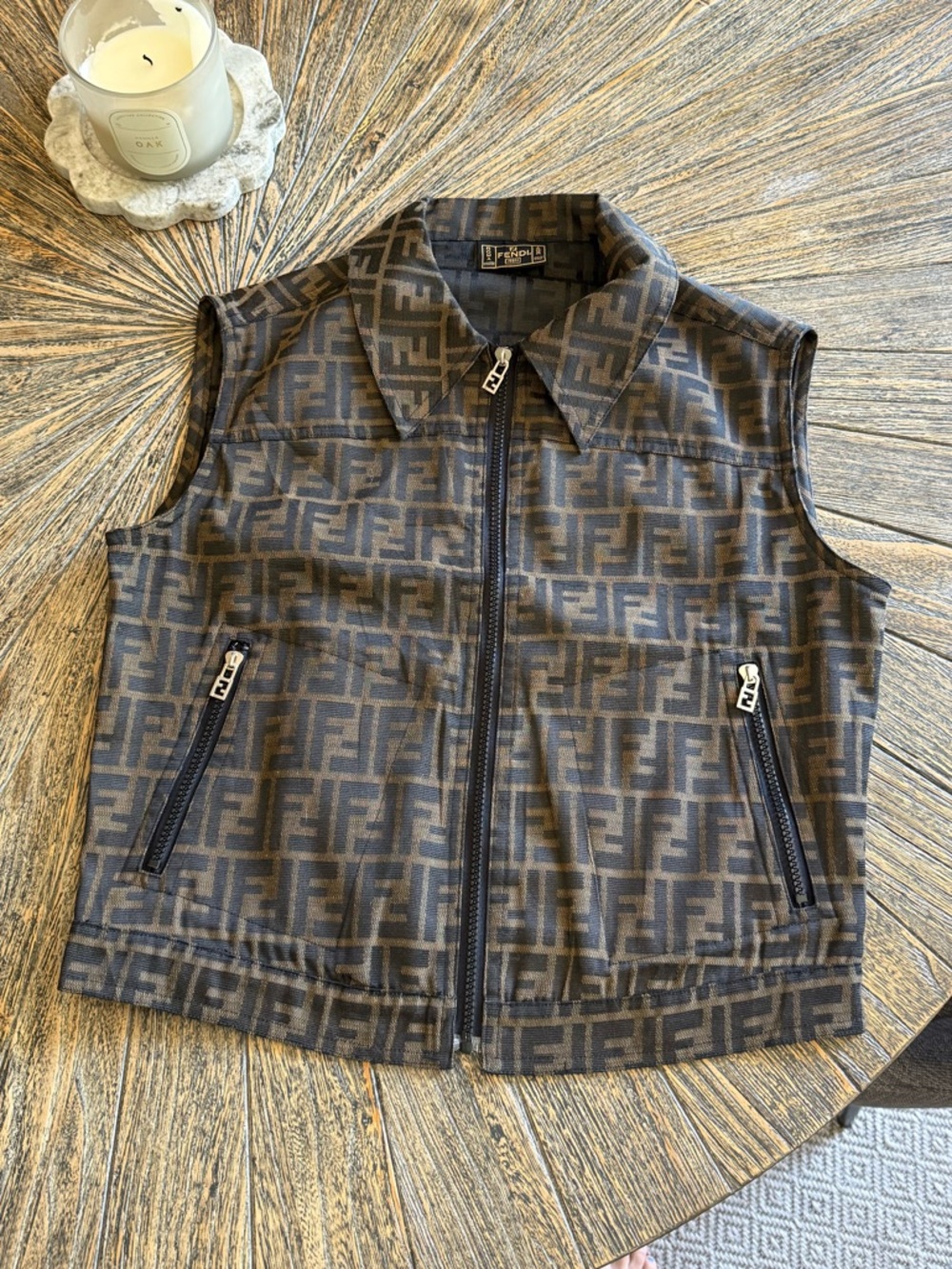 Authentic Fendi Zucca Zip-Up Vest